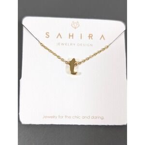 Sahira 18k Gold Plated Initial T Necklace Dainty Stainless Steel Water Resistant